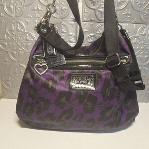 Coach Poppy Oscelot Shoulder Handle Bag Nylon F20060
